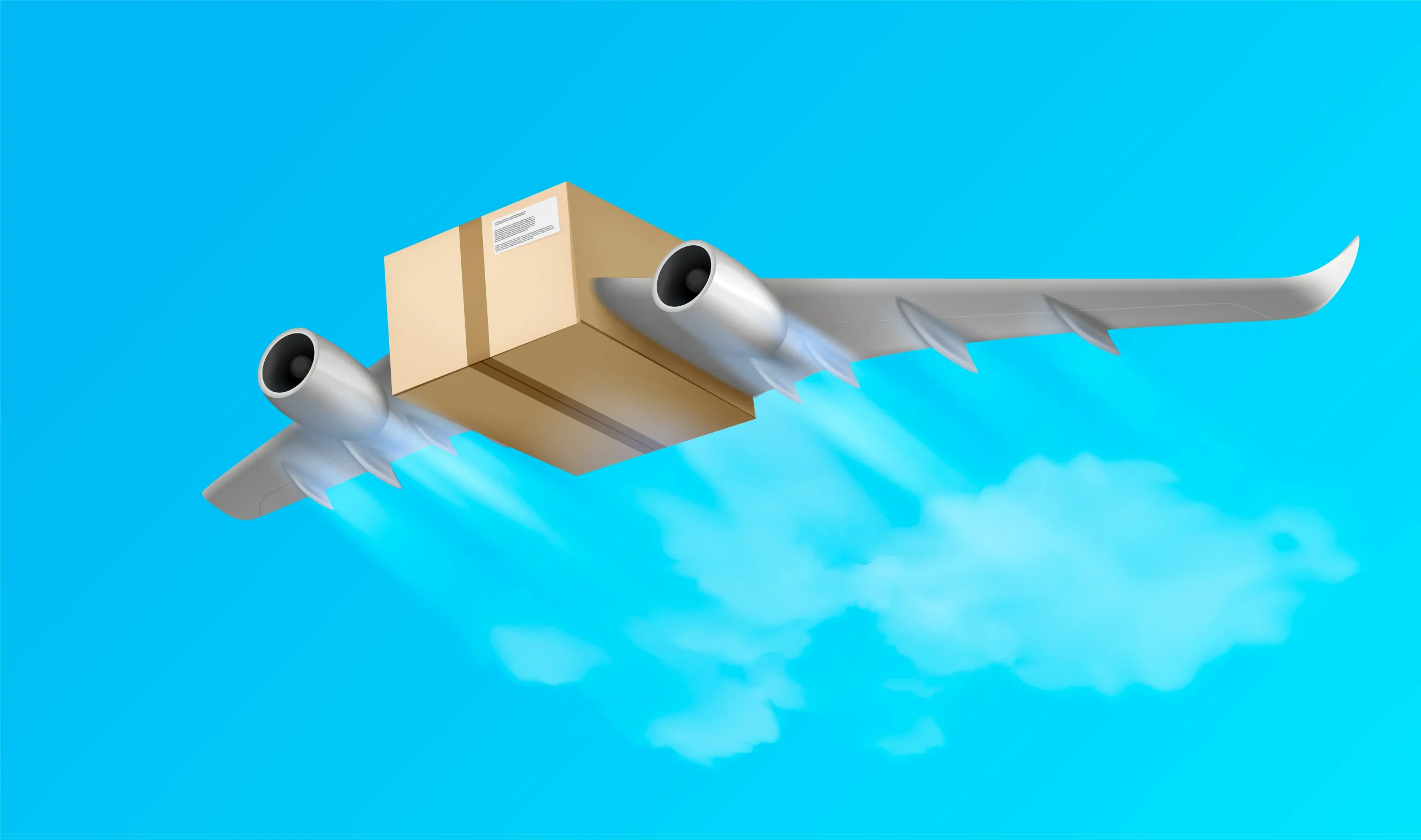 Air freight plane transporting cargo handling